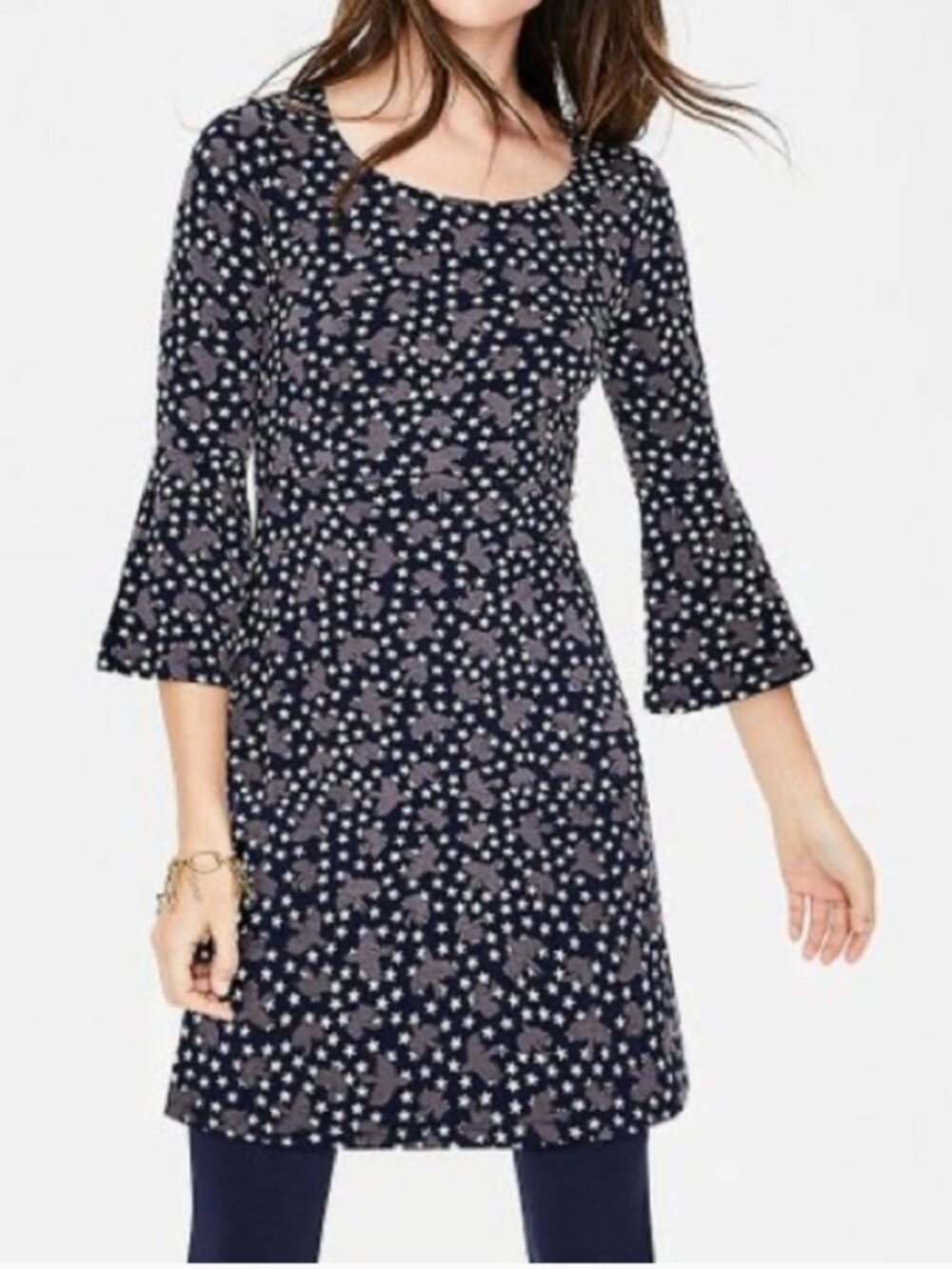 Boden “Miriam” jersey tunic dress with bell sleeves NWT